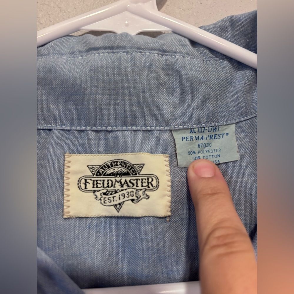Vintage Fieldmaster Embroidered Chambray Shirt Folk Art Western Novelty - Picture 8 of 10